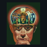Vintage Science fiction, Alien Brain i laboratorie Poster<br><div class="desc">Vintage illustrerar futuristiska Science fiction utomjordingar och robotbilder som visar ett laboratorium för en man med hjärnan exponerad. En klassisk tecknad bok-design med en cyborgforskare med handen till sin hacka med en intensiv blick på hans ansikte och ser ut som om han tänker på framtiden eller kanske bara tänker på...</div>