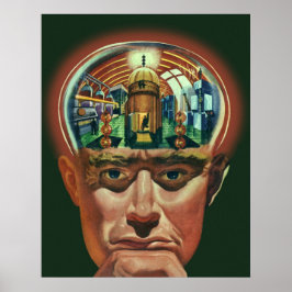 Vintage Science fiction, Alien Brain i laboratorie Poster