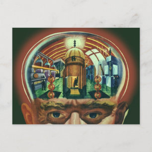 Vintage Science fiction, Alien Brain i laboratorie Vykort