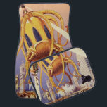 Vintage Science fiction Alien Krig Invasion Octopu Bilmatta<br><div class="desc">utomjordingar för illustration av vintage och science fiction-robotar med en stor futuristiska av främmande bläckfisk som ett monster som invaderar en stad och plockar upp en fullt av människor i buss. En retrosci om bok i tecknad med en varelse som förstör framtidens storstadsområden och människor faller ut från buss till...</div>