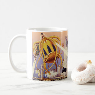 Vintage Science fiction Alien Krig Invasion Octopu Kaffemugg