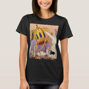 Vintage Science fiction Alien Krig Invasion Octopu T-shirt