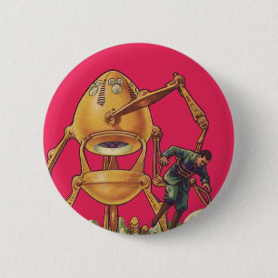 Vintage Science fiction Alien Robot Captures Man Knapp