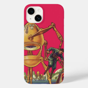 Vintage Science Fiction Alien Robot Fångar Man