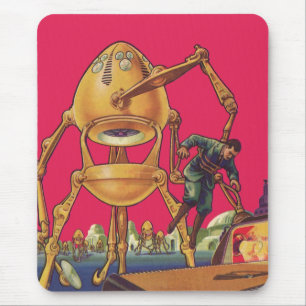 Vintage Science Fiction Alien Robot Fångar Man Musmatta