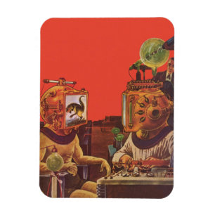 Vintage Science Fiction, Alien Steam Punk hjälmar Magnet