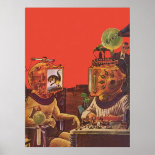 Vintage Science Fiction, Alien Steam Punk hjälmar Poster