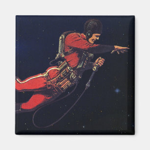 Vintage Science Fiction-astronaut i yttre rymden Magnet