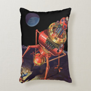 Vintage Science Fiction Astronaut med Alien Robot Prydnadskudde