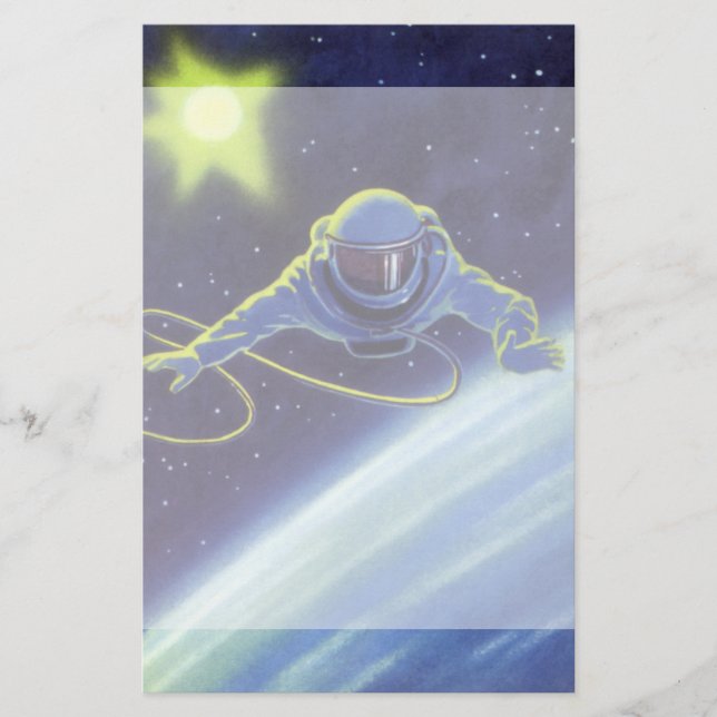 Vintage Science fiction Astronaut på en rymdpromen (Framsida)