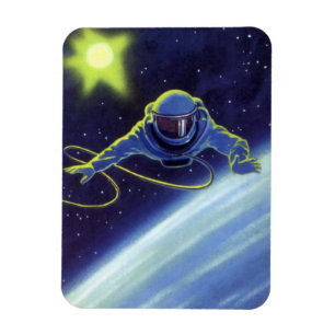 Vintage Science fiction Astronaut på en rymdpromen Magnet