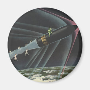 Vintage Science Fiction Astronaut Ridning på en Ra Magnet