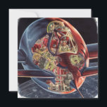 Vintage Science fiction Astronaut Rocket Spacesshi<br><div class="desc">Vintage illustration futuristiska Science fiction färd och transport bild. Ett genomskinligt rymdskepp som flyger över jorden med en astronaut-pilot. En klassisk 50-sekundersmodell för bok-sci-i-tecknad i framtiden.</div>