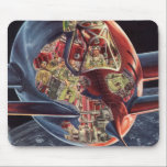 Vintage Science fiction Astronaut Rocket Spacesshi Musmatta<br><div class="desc">Vintage illustration futuristiska Science fiction färd och transport bild. Ett genomskinligt rymdskepp som flyger över jorden med en astronaut-pilot. En klassisk 50-sekundersmodell för bok-sci-i-tecknad i framtiden.</div>