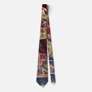 Vintage Science Fiction Astronaut Rymdskepp Raket Slips