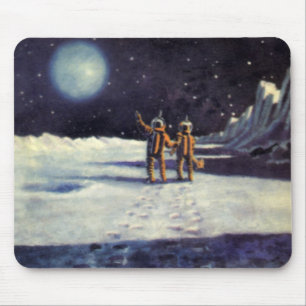 Vintage Science Fiction Astronaut Utomjordingar på Musmatta