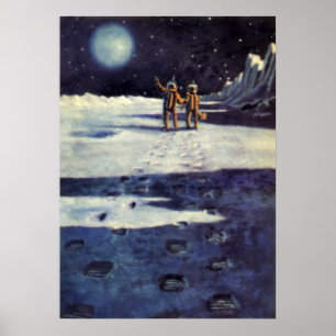 Vintage Science Fiction Astronaut Utomjordingar på Poster