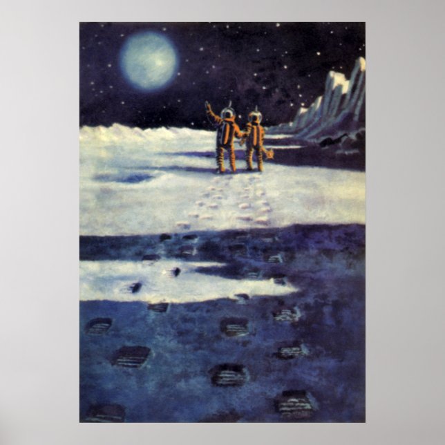 Vintage Science Fiction Astronaut Utomjordingar på Poster (Framsidan)