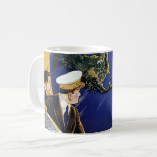 Vintage Science Fiction-astronauter i omloppsbana Kaffemugg