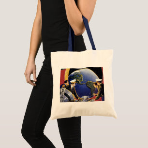 Vintage Science Fiction-astronauter i omloppsbana  Tygkasse