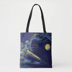 Vintage Science Fiction-astronauter i yttre rymden Tygkasse