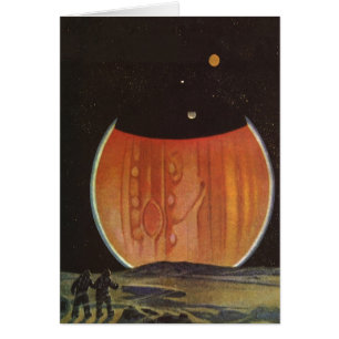 Vintage Science fiction, astronauter på Ganymede Hälsningskort