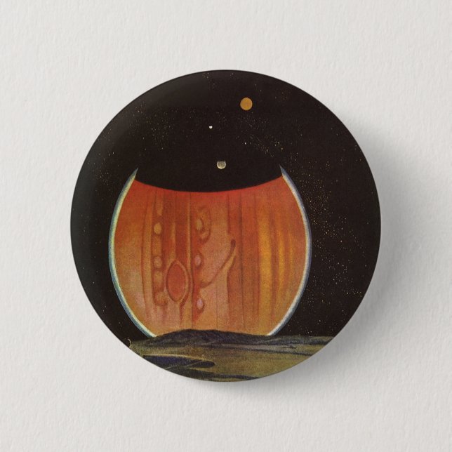 Vintage Science fiction, astronauter på Ganymede Knapp (Framsida)