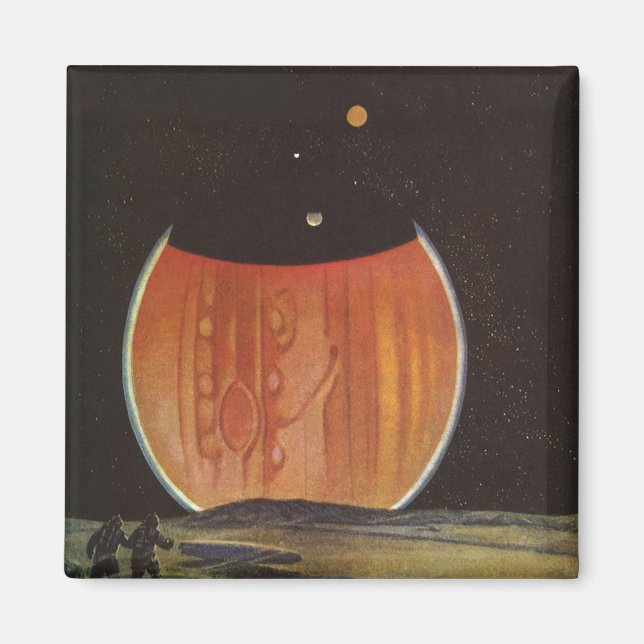 Vintage Science fiction, astronauter på Ganymede Magnet (Framsidan)