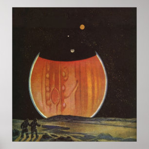 Vintage Science fiction, astronauter på Ganymede Poster