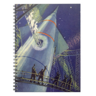 Vintage Science fiction Astronauter på Rocket Frak Anteckningsbok