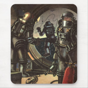 Vintage Science Fiction-astronauter på rymdpromena Musmatta