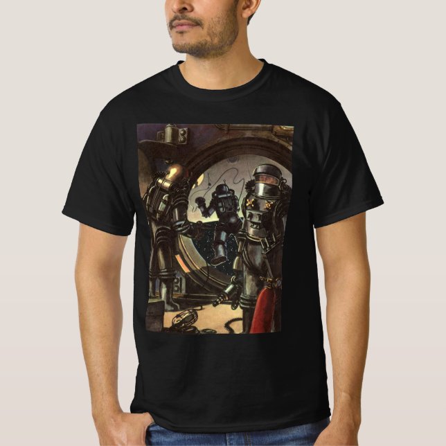 Vintage Science Fiction-astronauter på rymdpromena Tee (Framsida)