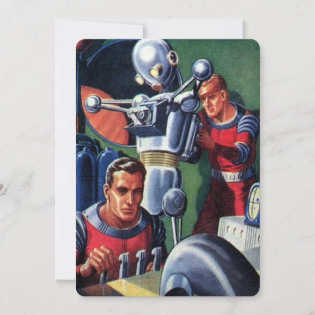 Vintage Science Fiction Astronauter Reparerar en R (Framsida)