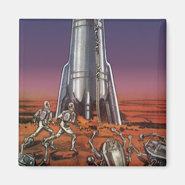 Vintage Science Fiction, Astronauter Skalbaggar Ut Magnet (Framsidan)