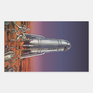 Vintage Science Fiction, Astronauter Skalbaggar Ut Rektangulärt Klistermärke