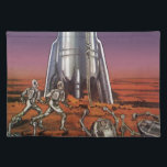 Vintage Science fiction, Astronauts Beetle-Utomjor Bordstablett<br><div class="desc">Vintagen illustrerar futuristiskans Science fiction färd och transport-raketskeppsbild. Astronauter som springer till sin raketfrakt och rymmer från skalformade utomjordingar på en främmande planet och försöker ta sig tillbaka från jorden. En klassisk 50-sekundersmodell för bok-sci-i-tecknad i framtiden.</div>