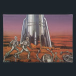 Vintage Science fiction, Astronauts Beetle-Utomjor Bordstablett<br><div class="desc">Vintagen illustrerar futuristiskans Science fiction färd och transport-raketskeppsbild. Astronauter som springer till sin raketfrakt och rymmer från skalformade utomjordingar på en främmande planet och försöker ta sig tillbaka från jorden. En klassisk 50-sekundersmodell för bok-sci-i-tecknad i framtiden.</div>