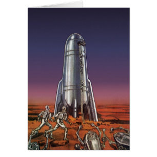 Vintage Science fiction, Astronauts Beetle-Utomjor Hälsningskort