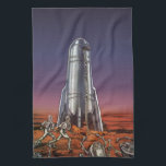 Vintage Science fiction, Astronauts Beetle-Utomjor Kökshandduk<br><div class="desc">Vintagen illustrerar futuristiskans Science fiction färd och transport-raketskeppsbild. Astronauter som springer till sin raketfrakt och rymmer från skalformade utomjordingar på en främmande planet och försöker ta sig tillbaka från jorden. En klassisk 50-sekundersmodell för bok-sci-i-tecknad i framtiden.</div>
