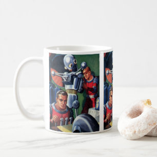 Vintage Science fiction Astronauts Fixa en Robot Kaffemugg