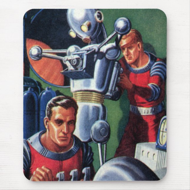 Vintage Science fiction Astronauts Fixa en Robot Musmatta (Framsidan)