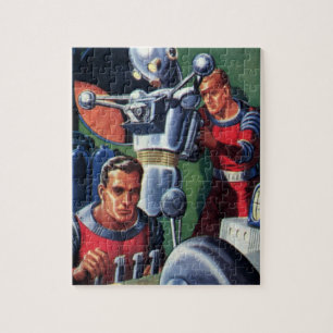 Vintage Science fiction Astronauts Fixa en Robot Pussel
