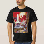 Vintage Science fiction, Borttappaden Atlantis Tee Shirt<br><div class="desc">Vintage illustration av science fiction med främmande kvinnor tittar över en futuristiska stad med fontän i vatten i centrum,  utomjordingar med husdjurslister,  grekisk eller romersk arkitektur och ett stort måne i bakgrunden. Det kan vara borttappad Atlantis stad! En framtidscen för bok i tecknad från 50-talet!</div>