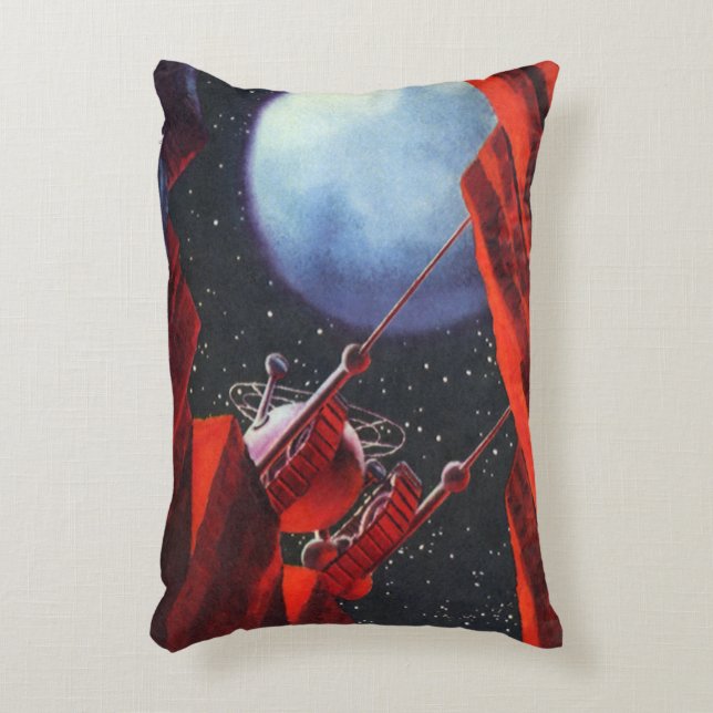Vintage Science Fiction, Canyon Rymd Moon Rover Prydnadskudde (Framsidan(Vertikal))