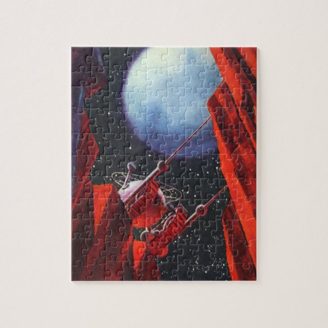 Vintage Science fiction, Canyon Space Måne Rover Pussel (Vertikal)