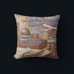 Vintage Science fiction City, Victorian Steam Punk Kudde<br><div class="desc">Vintage illustrerar hur futuristiskan Viktorian Science fiction går sönder. Stadsstadens storstadsstad Paris, Frankrike i framtiden med flygbilar, helikoptrar och flygplan för resor och transport. I denna steampunk finns byggnad och floden Seine i bakgrunden.</div>