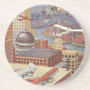 Vintage Science fiction City, Victorian Steam Punk Underlägg Sandsten