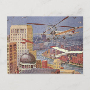 Vintage Science fiction City, Victorian Steam Punk Vykort