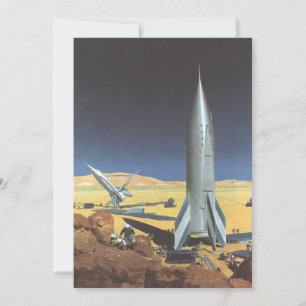 Vintage Science fiction Desert Planet med raketer