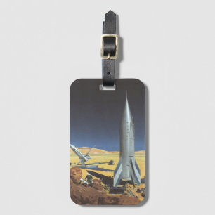 Vintage Science fiction Desert Planet med raketer Bagagebricka